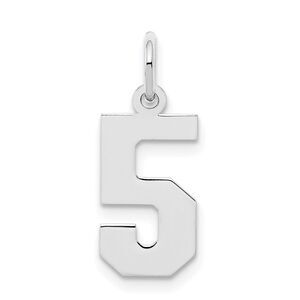 Sterling Silver, Athletic Collection, Small Polished Number 5 Pendant